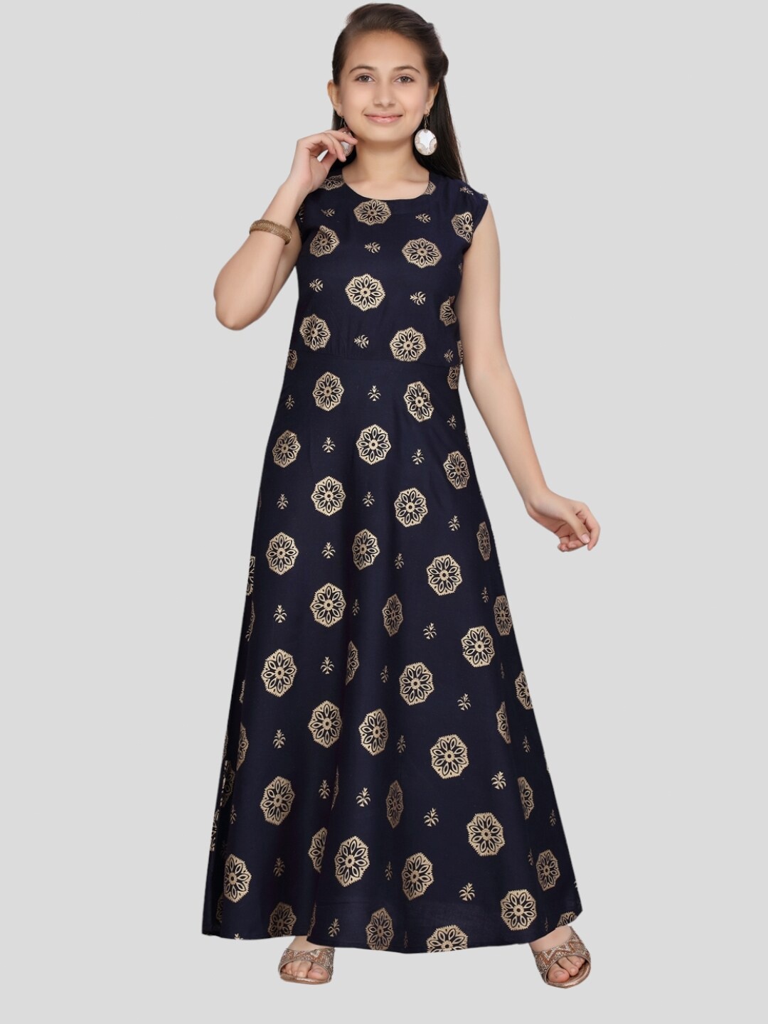 

Aarika Ethnic Motifs Printed Maxi Cotton Dress, Blue