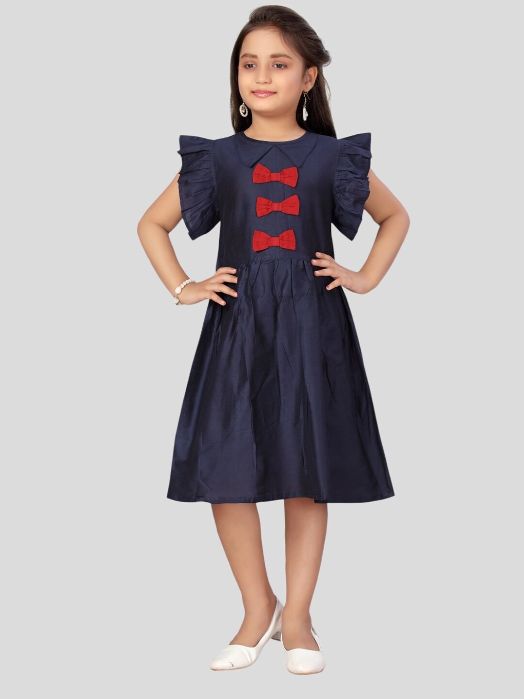 

Aarika Round Neck Dress, Navy blue