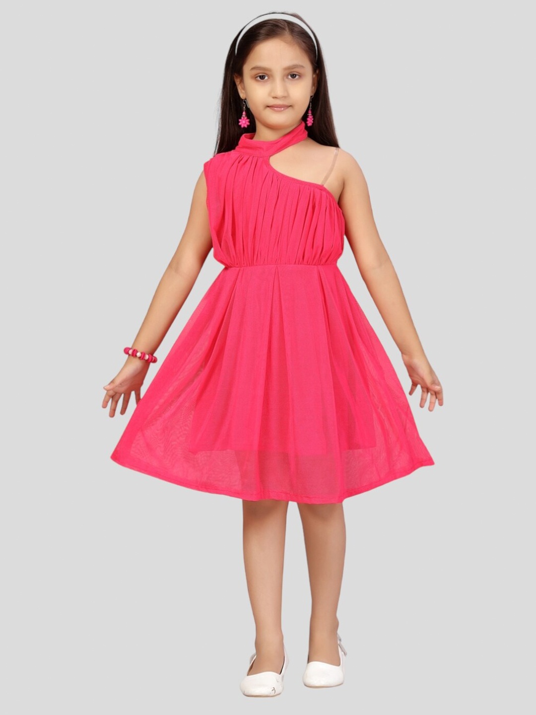 

Aarika One Shoulder Fit And Flare Dress, Pink