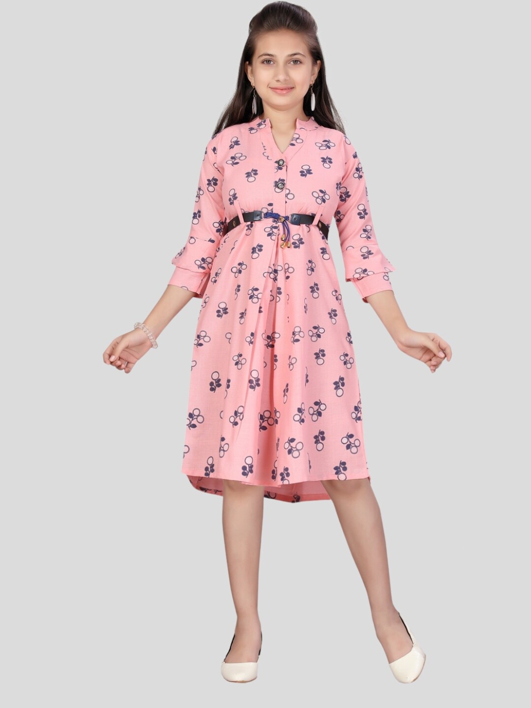 

Aarika Floral Printed Fit And Flare Cotton Dress, Peach