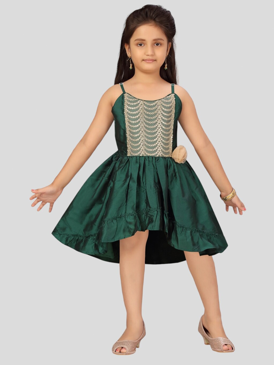

Aarika Embellished Fit And Flare Dress, Green