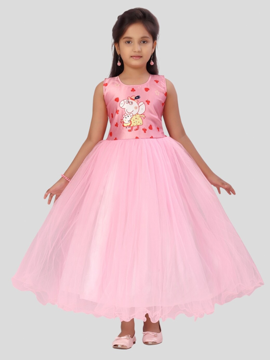 

Aarika Printed Round Neck Fit And Flare Dress, Pink