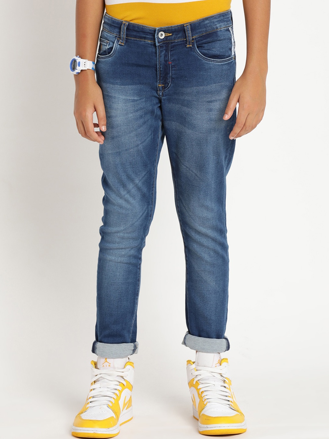 

Indian Terrain Boys Butch Slim Fit Heavy Fade Cotton Jeans, Blue