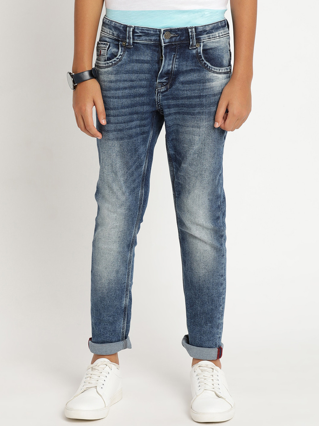 

Indian Terrain Boys Butch Slim Fit Heavy Fade Cotton Jeans, Blue