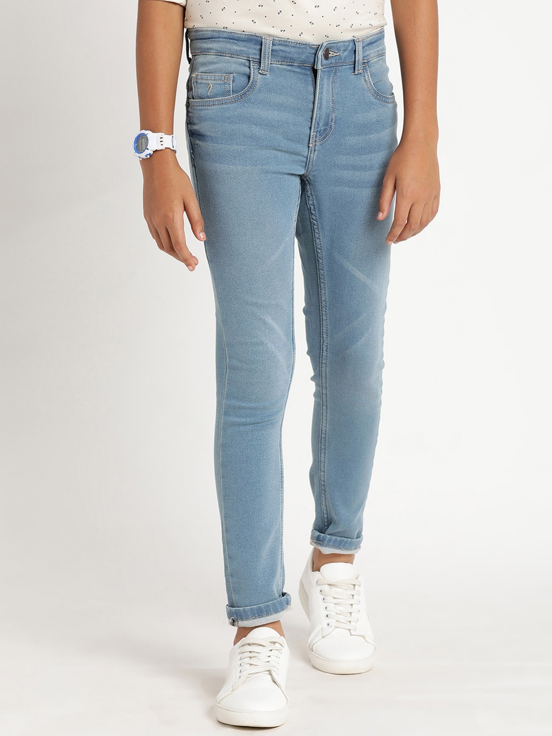 

Indian Terrain Boys Cotton Butch Slim Fit Heavy Fade Jeans, Blue