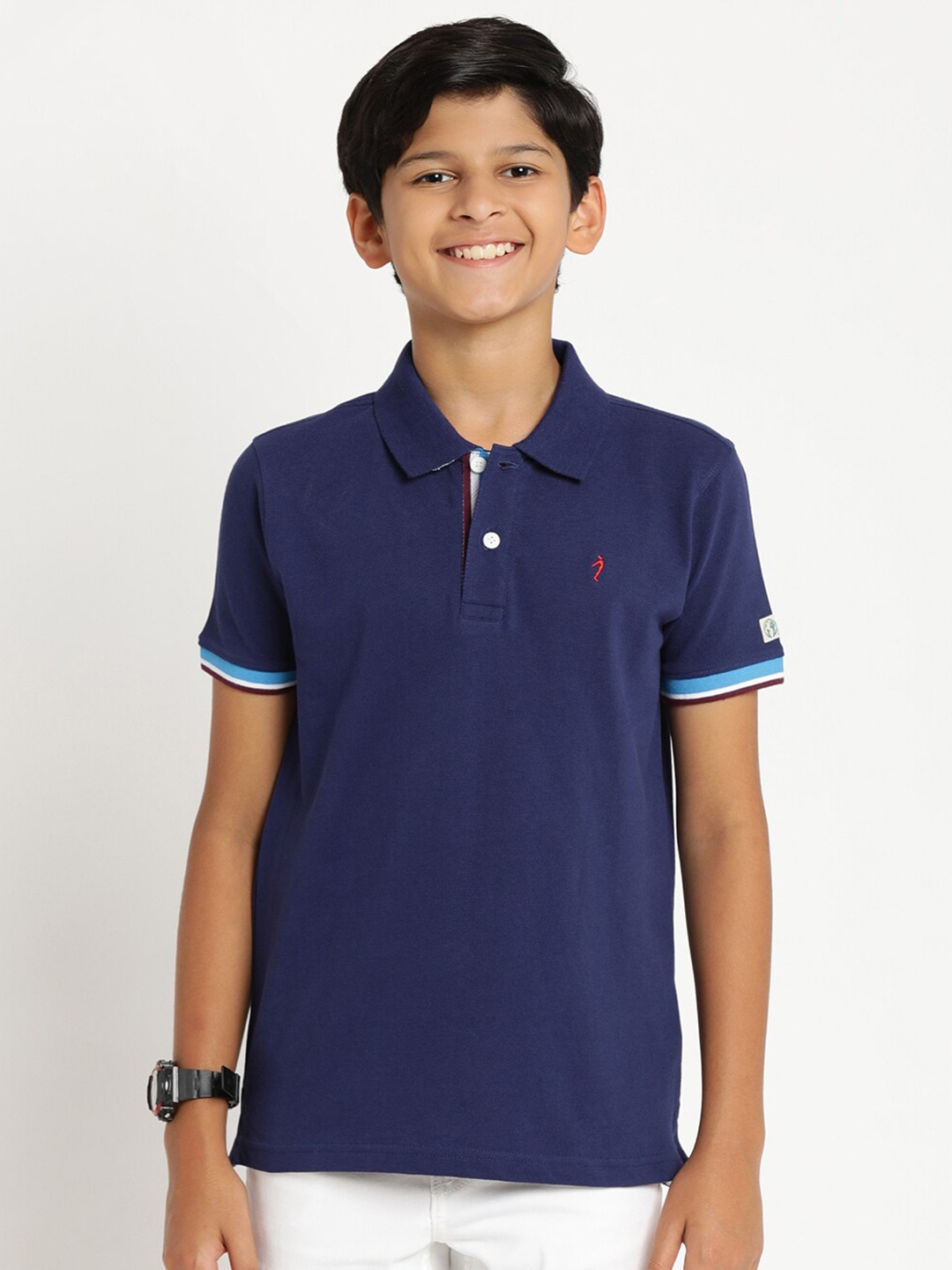 

Indian Terrain Boys Polo Collar Slim Fit Cotton T-shirt, Red