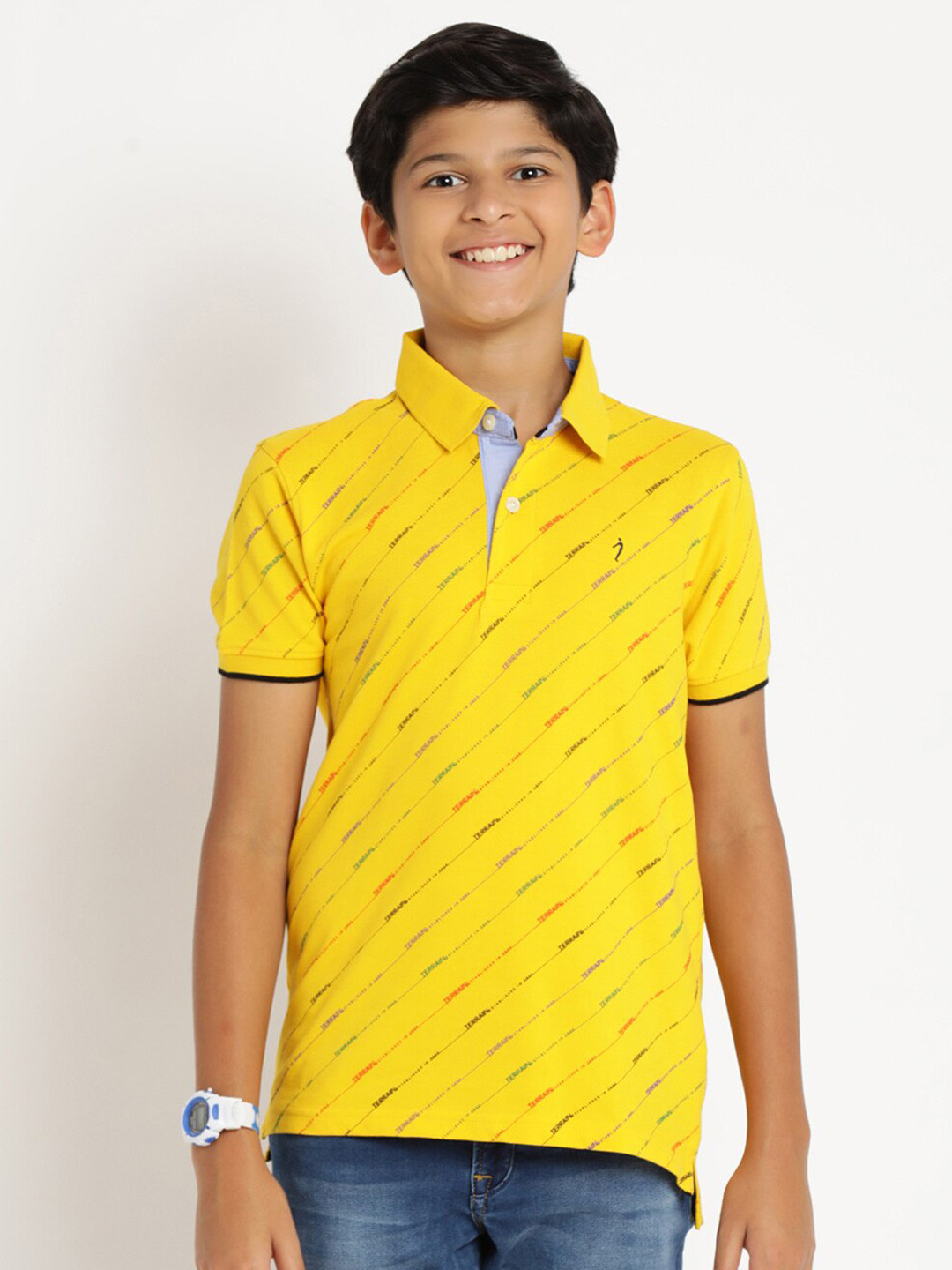 

Indian Terrain Red Printed Polo Collar Slim Fit T-shirt