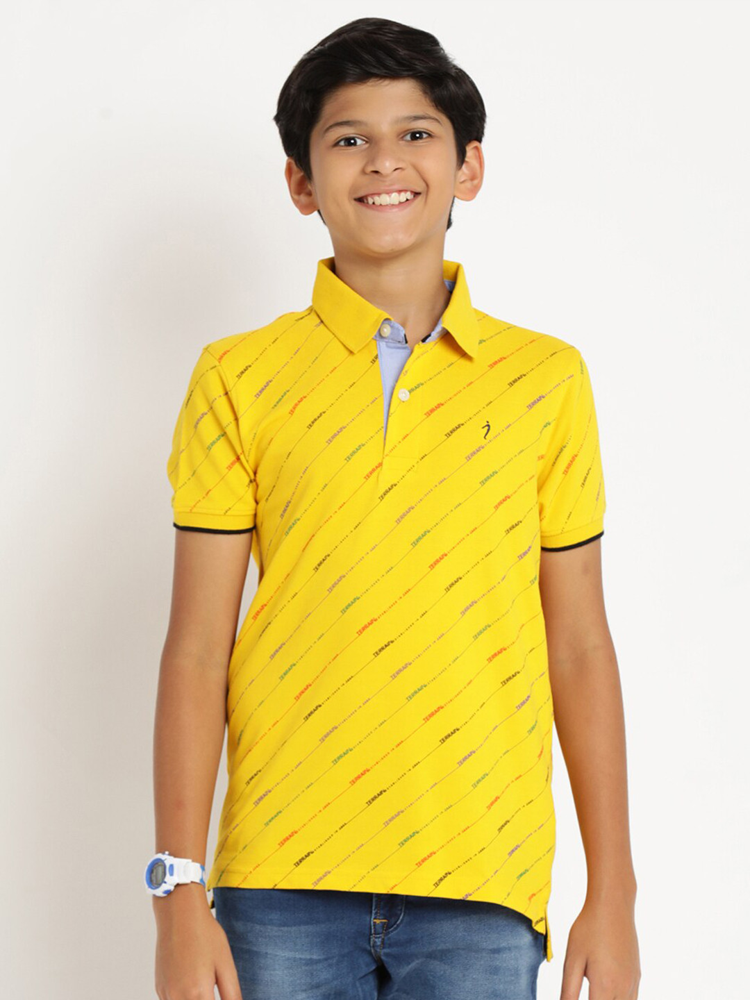 

Indian Terrain Red Printed Polo Collar Slim Fit T-shirt