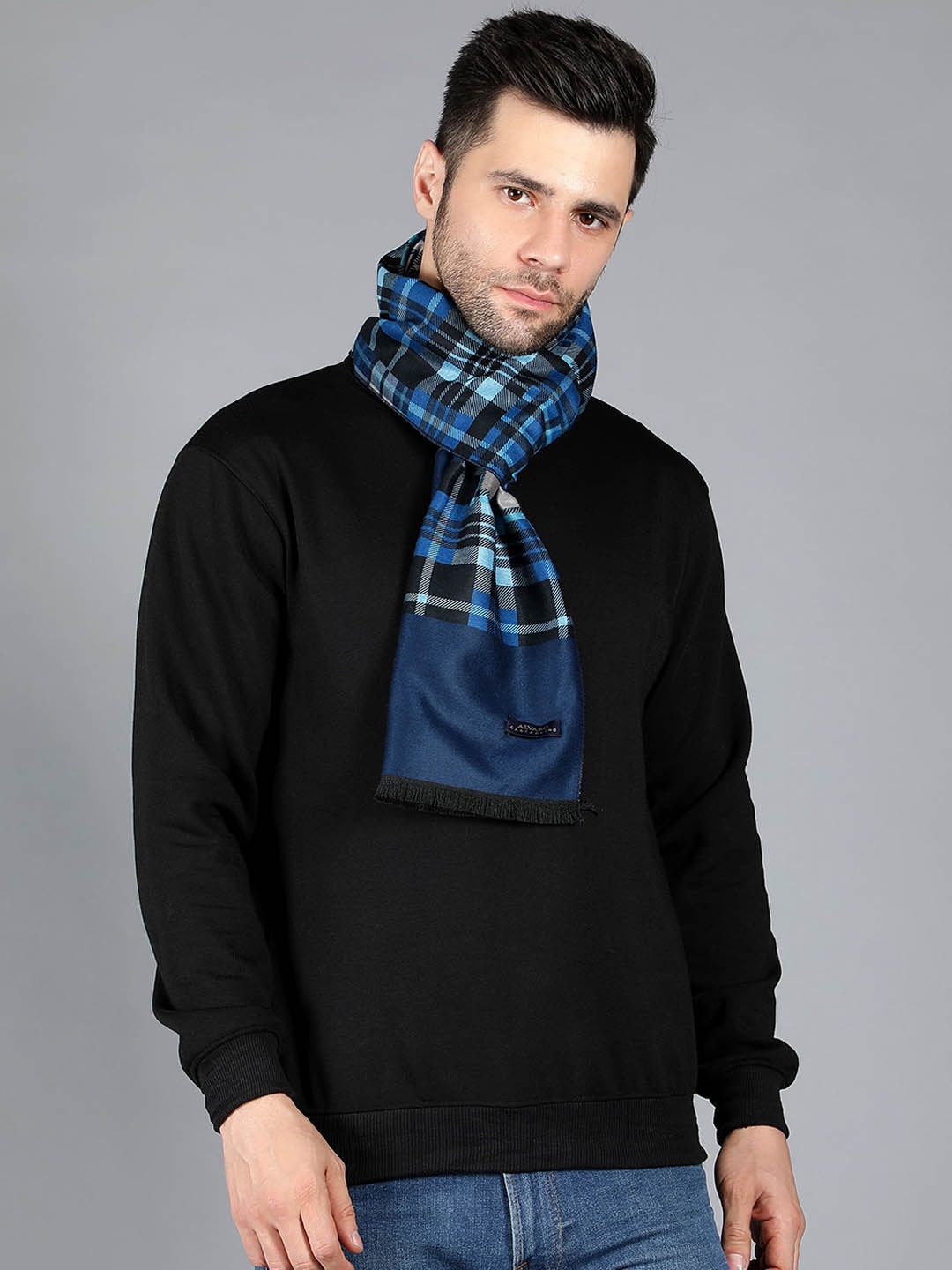 

Alvaro Castagnino Men Printed Reversible Muffler, Blue