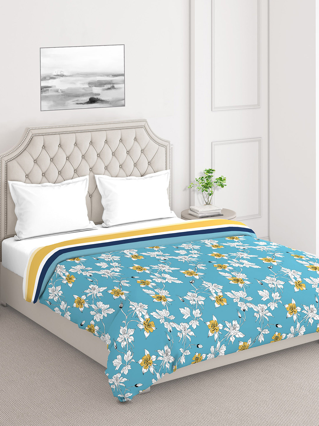 

Layers Bologna Blue & White Floral Cotton Mild Winter 120 GSM Double Bed Comforter