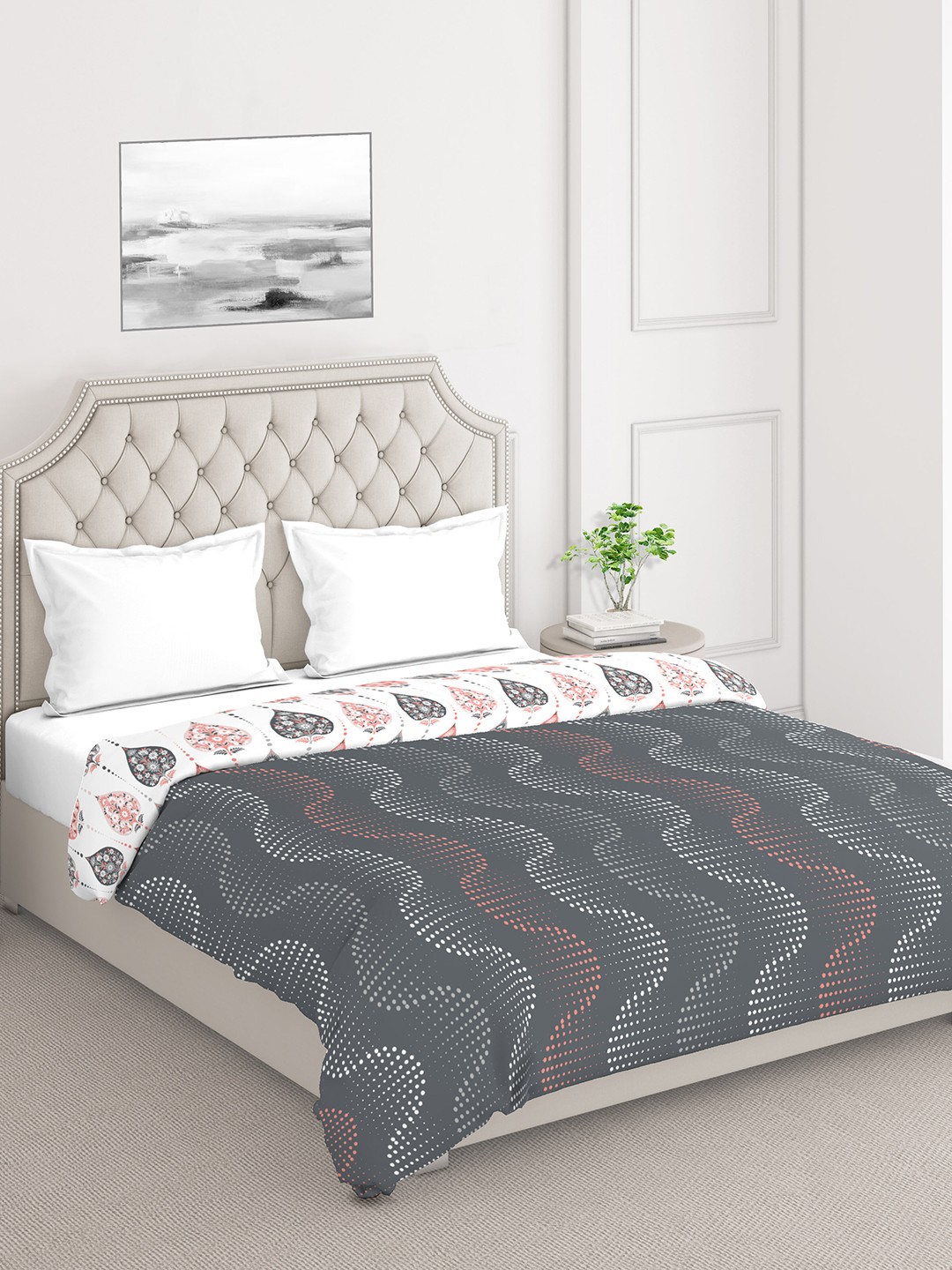 

Layers Bologna Grey & White Cotton Mild Winter 120 GSM Double Bed Comforter