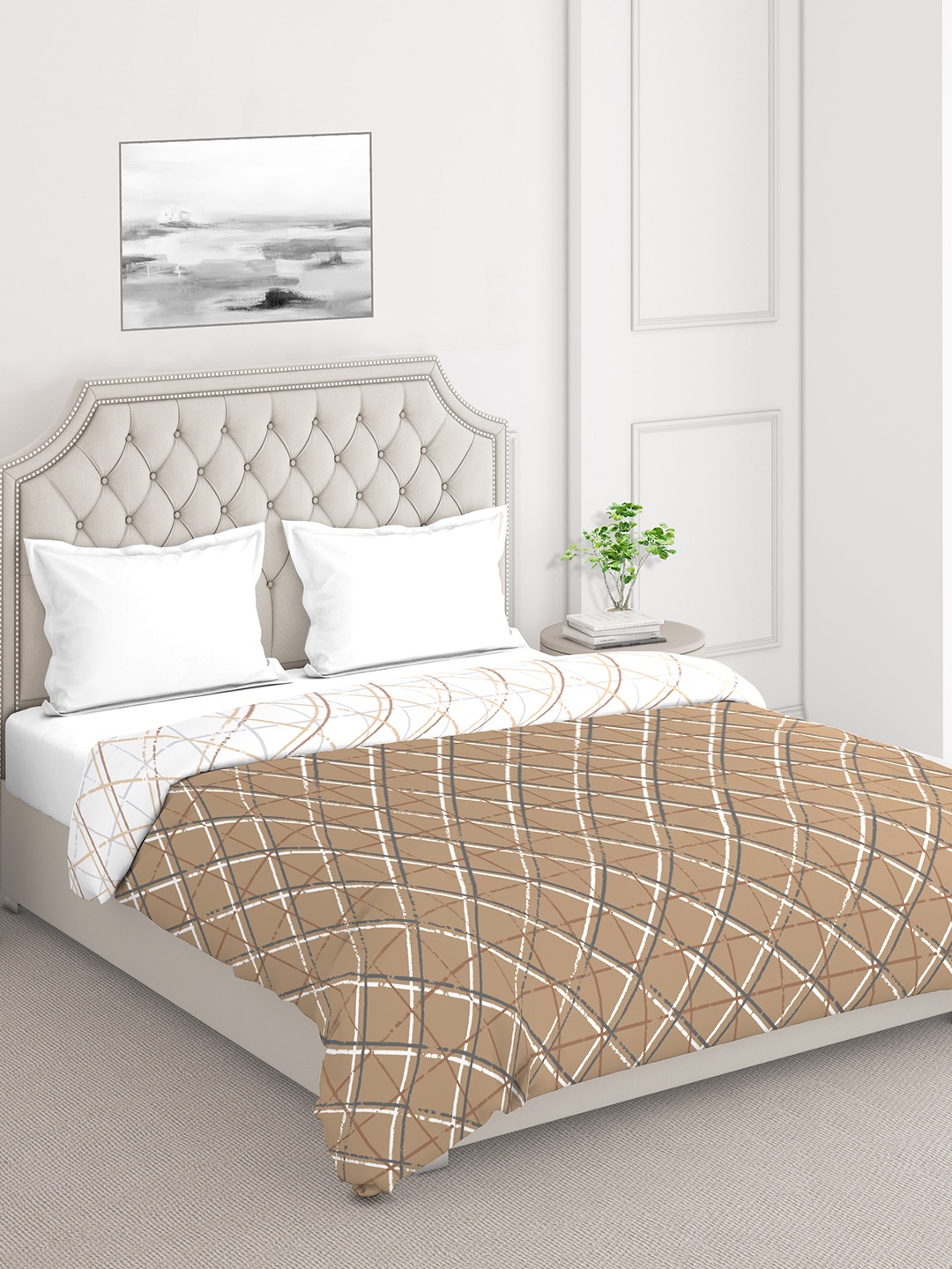 

Layers Bologna Brown & White Geometric Cotton Mild Winter 120 GSM Double Bed Comforter