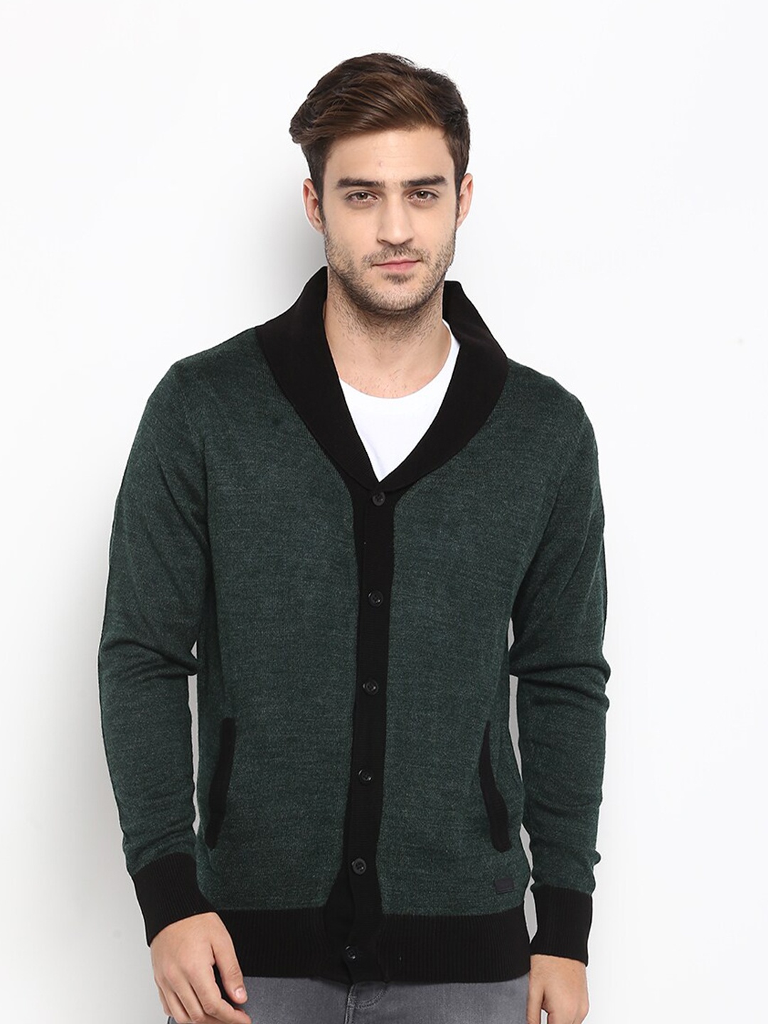 

Red Chief Men Acrylic Cardigan, Olive