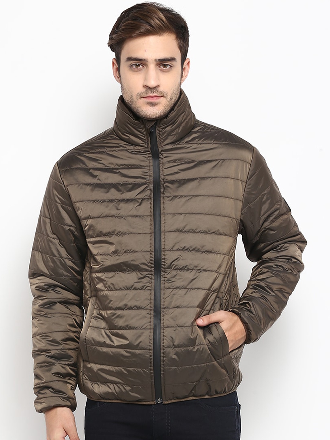 

Red Chief Men Solid Nylon Long Sleeves Padded Jacket, Green