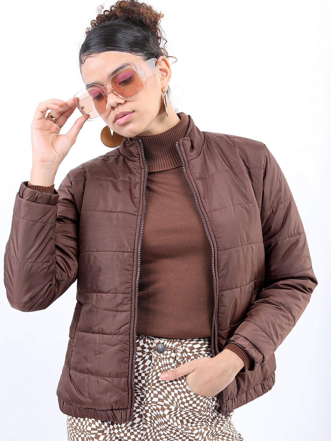

KETCH Women Solid Padded Jacket, Brown