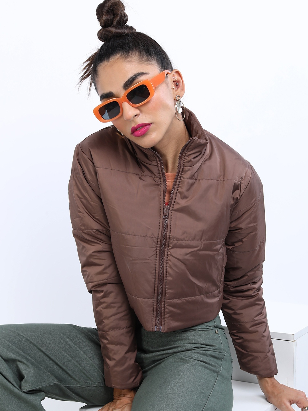 

KETCH Women Crop Padded Jacket, Brown