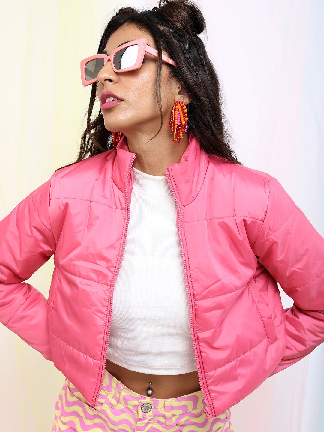 

KETCH Women Crop Padded Jacket, Pink