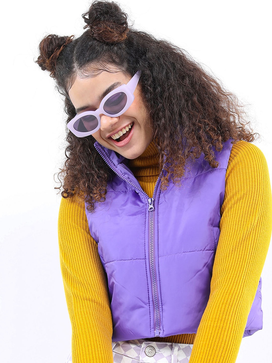 

KETCH Women Solid Crop Padded Jacket, Purple