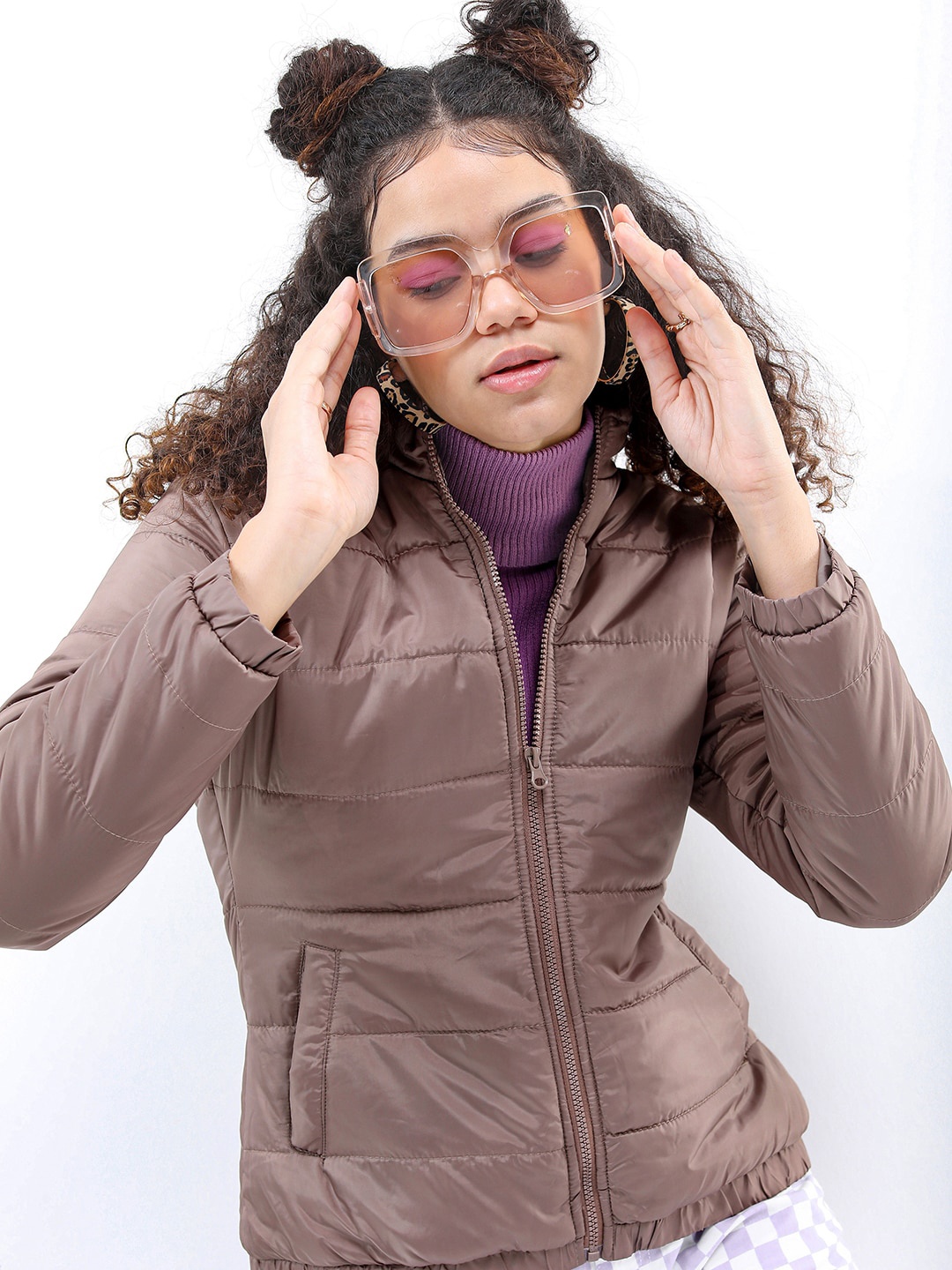 

KETCH Women Solid Long Sleeves Puffer Jacket, Brown