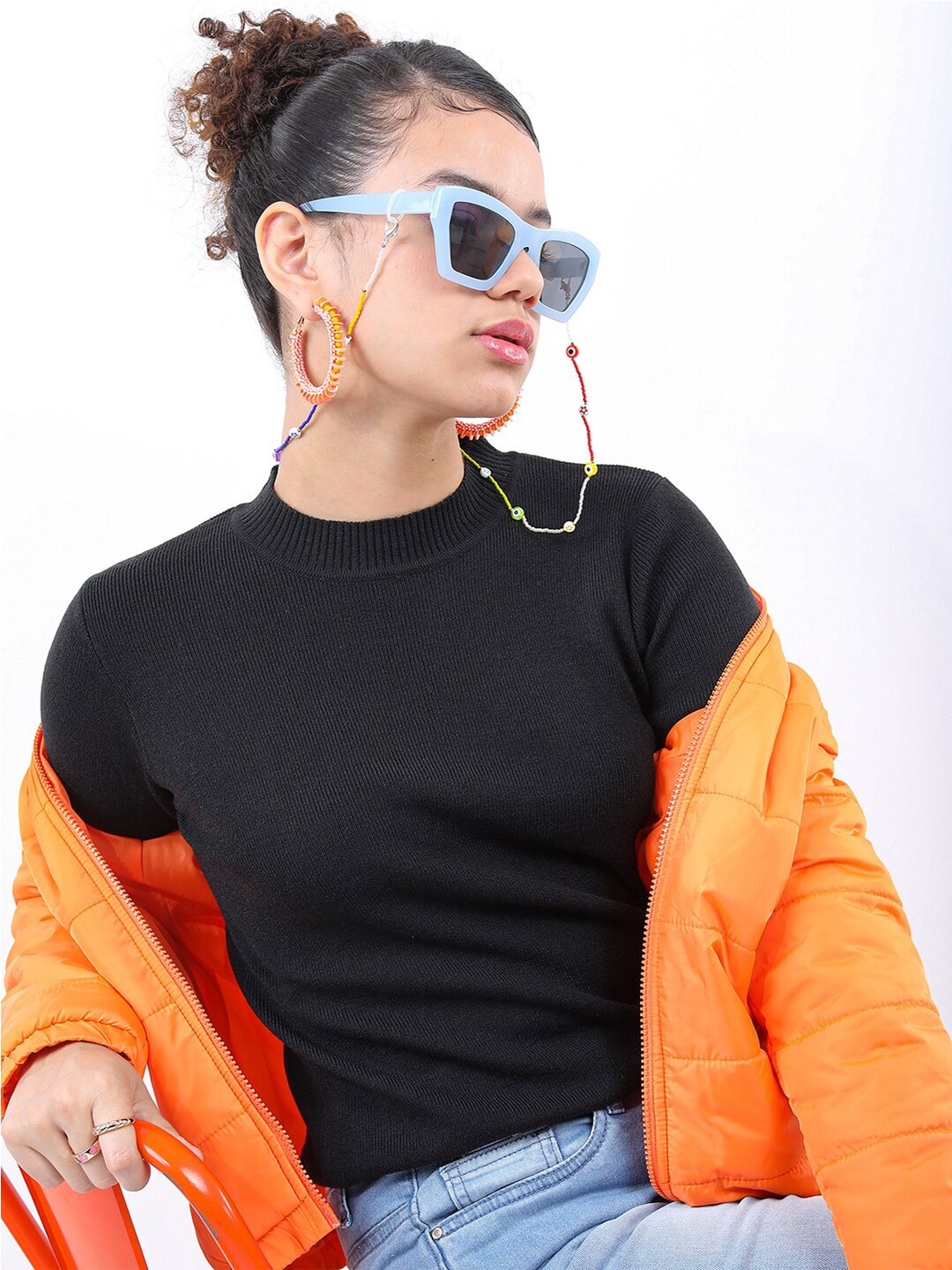 

KETCH Women Crew Neck Acrylic Pullover, Black
