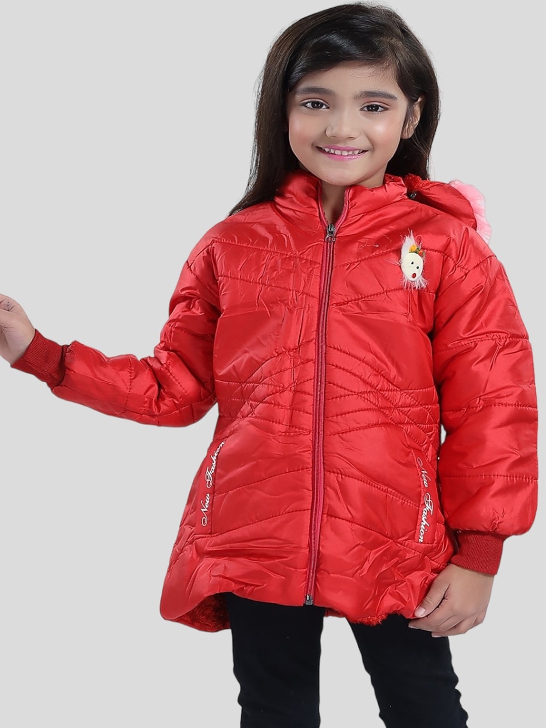 

Aarika Girls Solid Nylon Longline Padded Jacket, Red