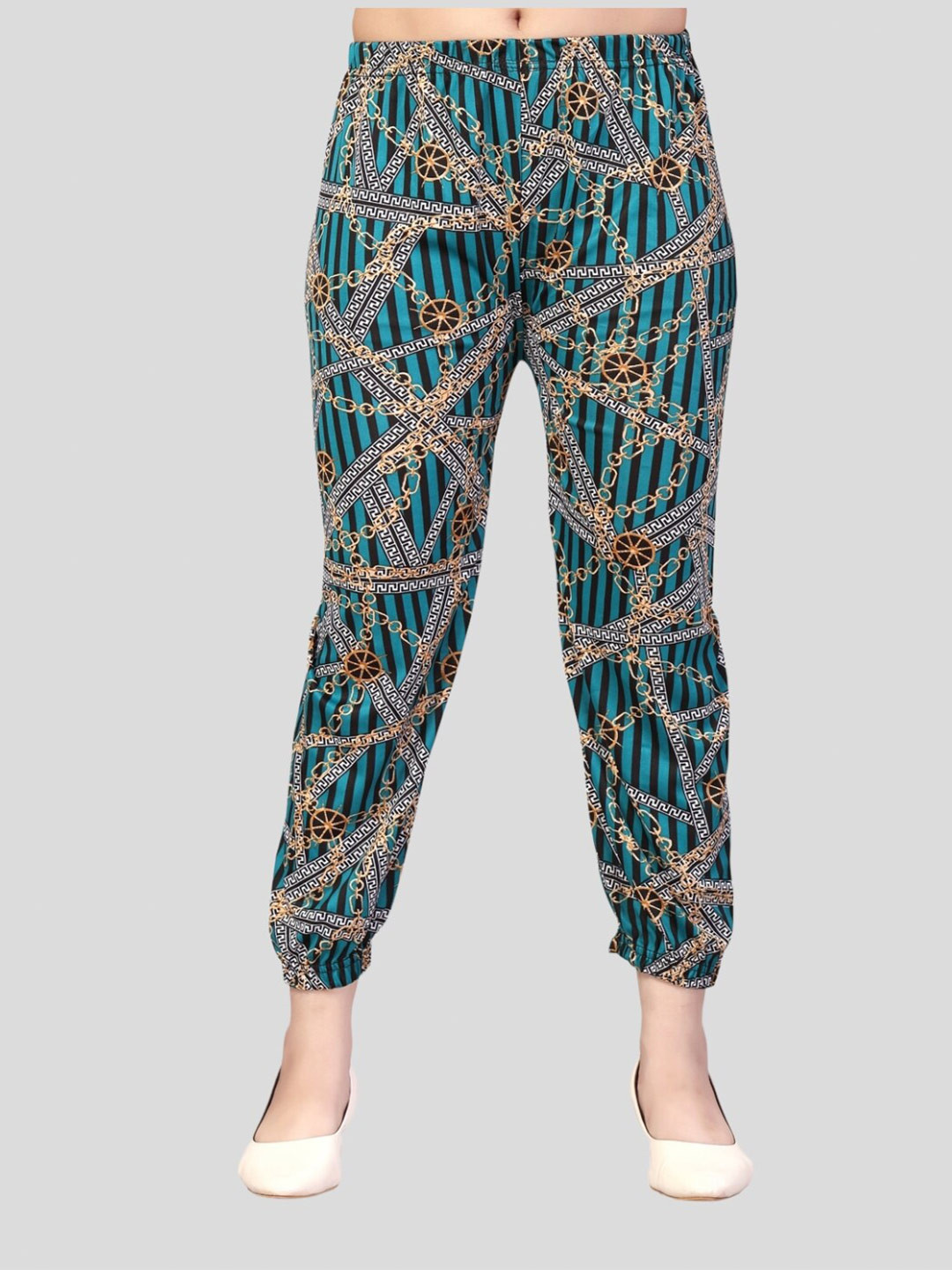 

Aarika Girls Printed Cotton Harem Pant, Turquoise blue