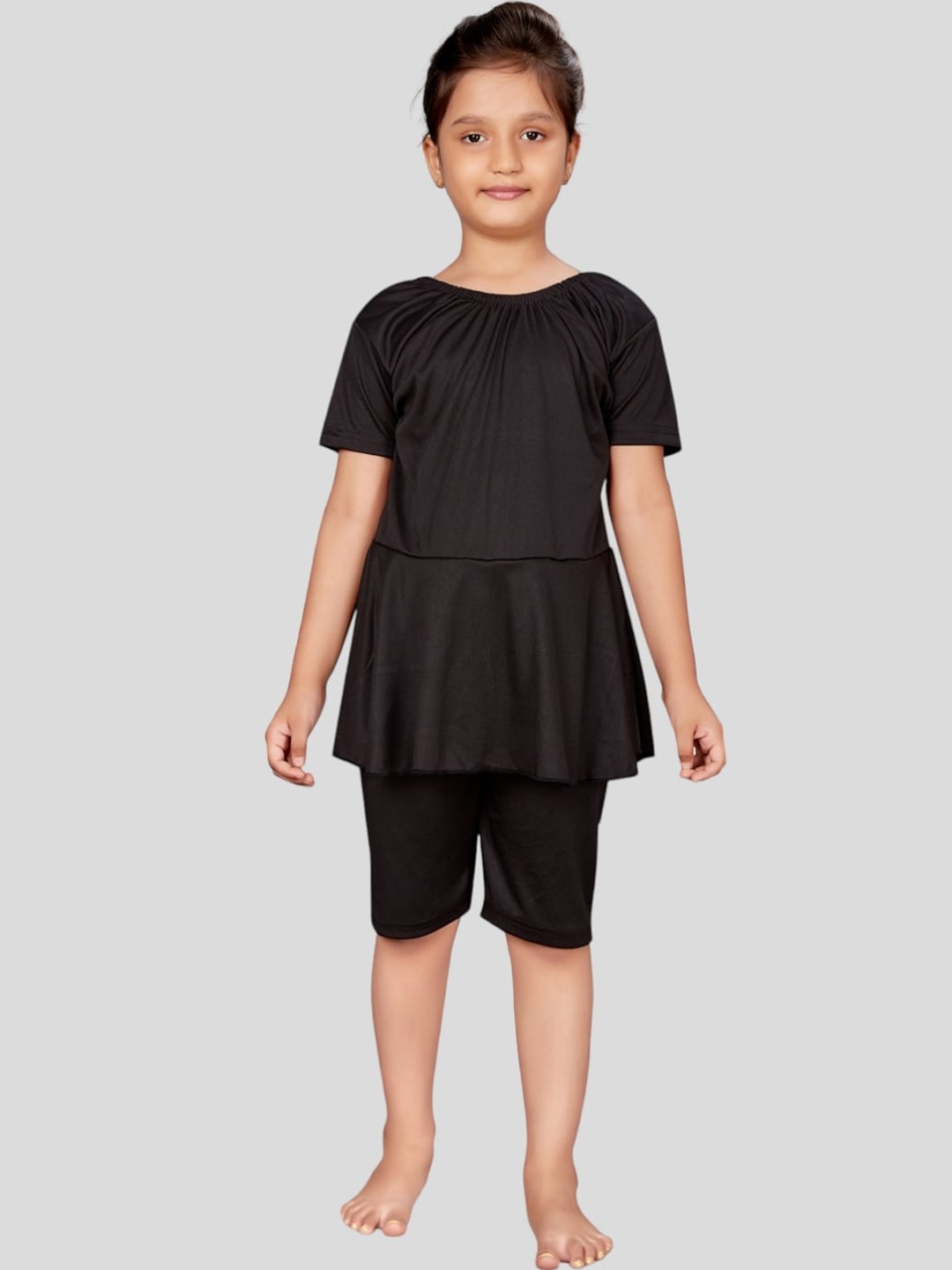 

Aarika Girls Swimming Dress With Attached Tights, Black