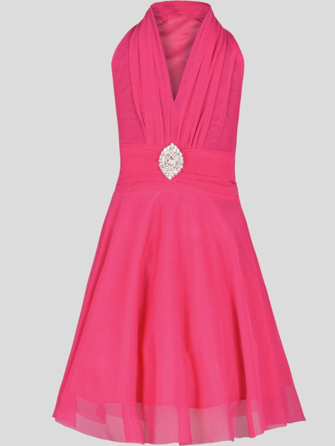

Aarika Halter Neck Net Fit & Flare Dress, Pink