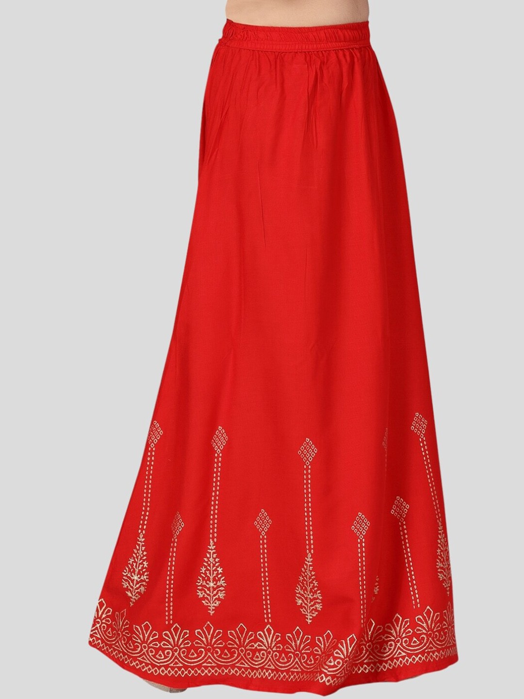 

Aarika Girls Ethnic Printed Pure Cotton Flared Maxi Skirts, Red