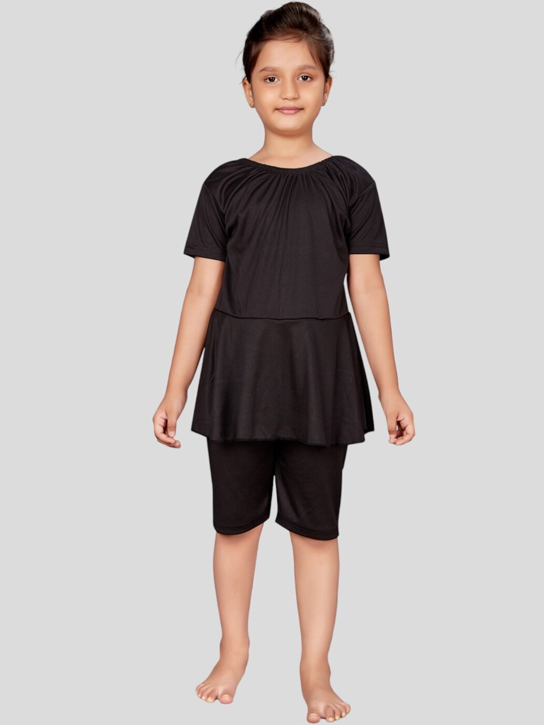 

Aarika Girls Swimming Dress With Attached Tights, Black