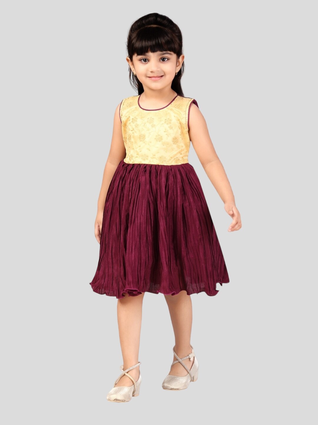 

Aarika Girls Satin Dress, Purple