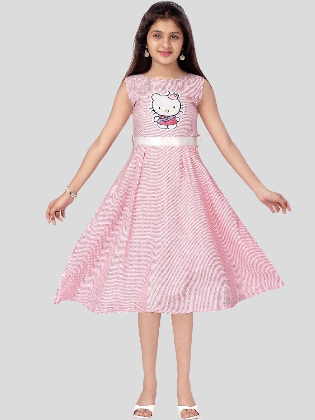 

Aarika Round Neck Fit & Flare Dress, Pink