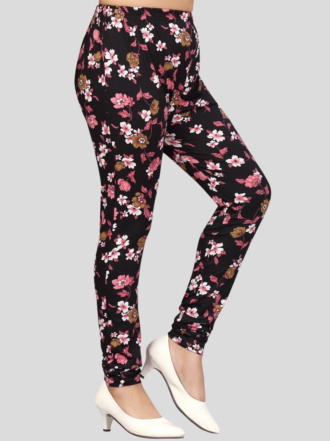

Aarika Girls Floral Print Cotton Churidar-Length Legging, Black