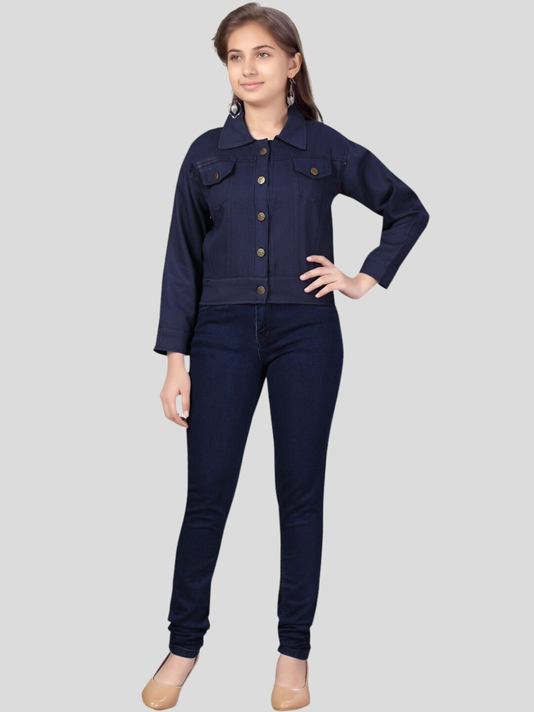 

Aarika Girls Denim Jacket, Navy blue