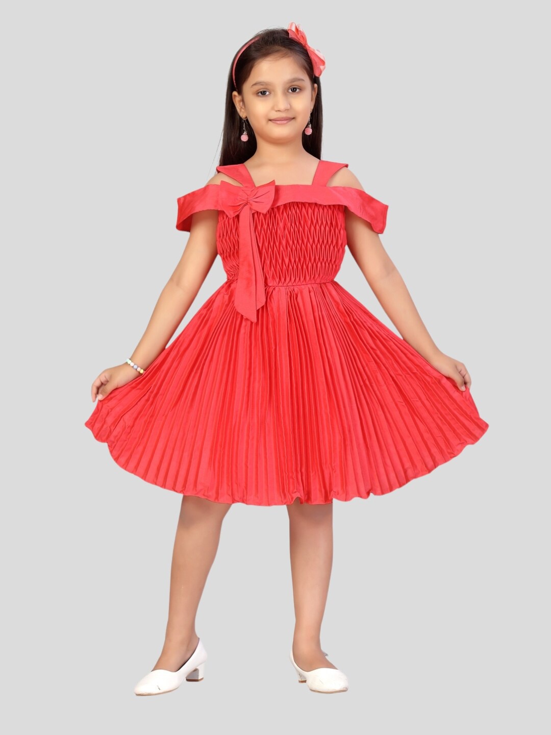 

Aarika Striped Shoulder Stripe Dress, Red