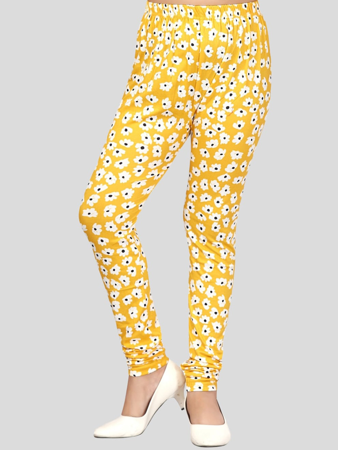 

Aarika Kids Girls Floral Printed Cotton Churidar Length Leggings, Yellow