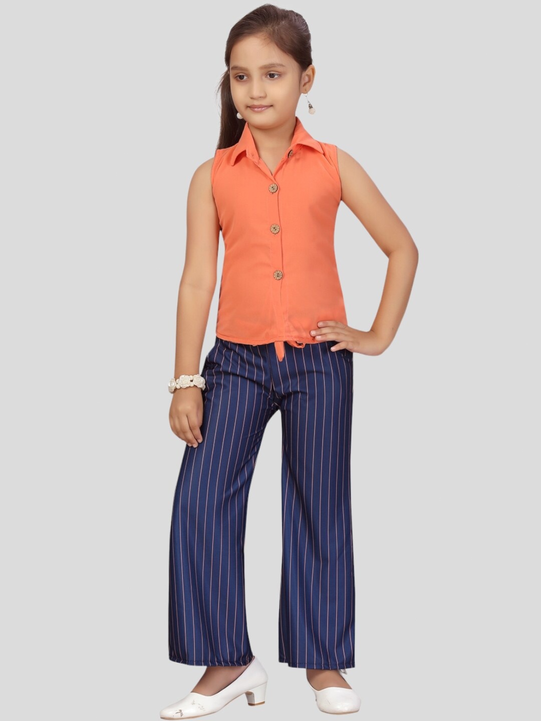 

Aarika Girls Shirt with Trousers, Peach