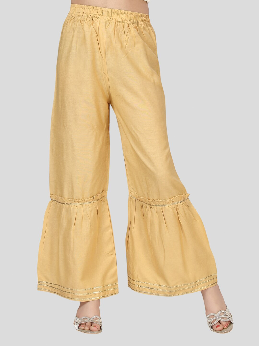 

Aarika Girls Cotton Chambray Palazzos, Beige