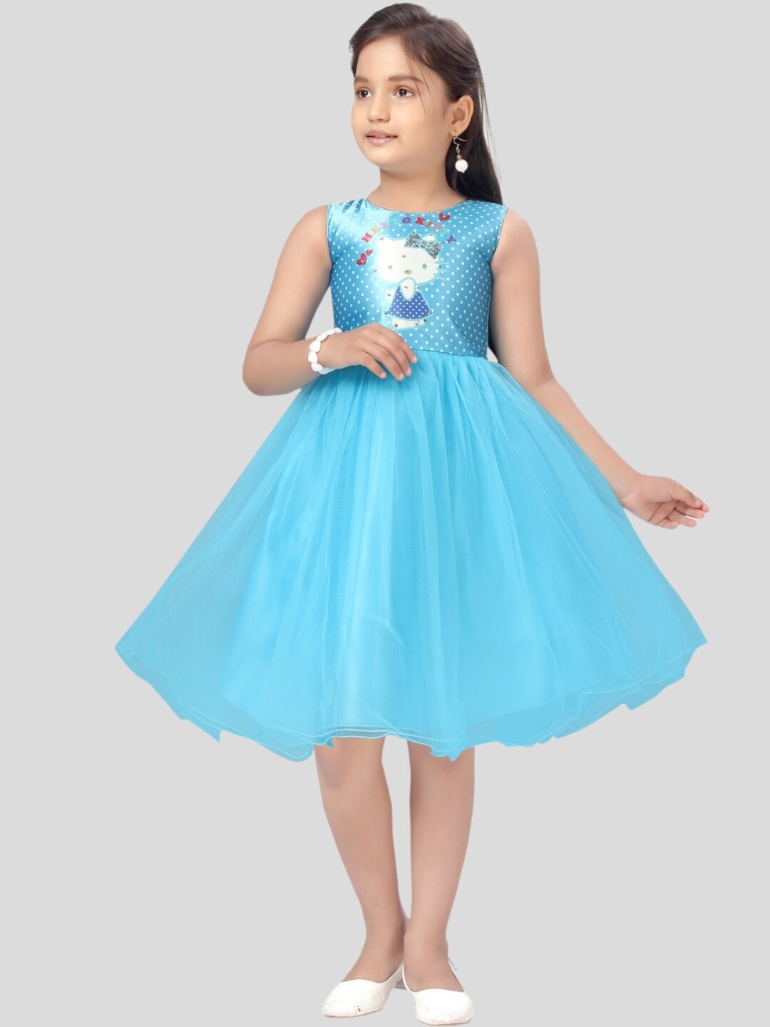 

Aarika Floral Net Dress, Turquoise blue