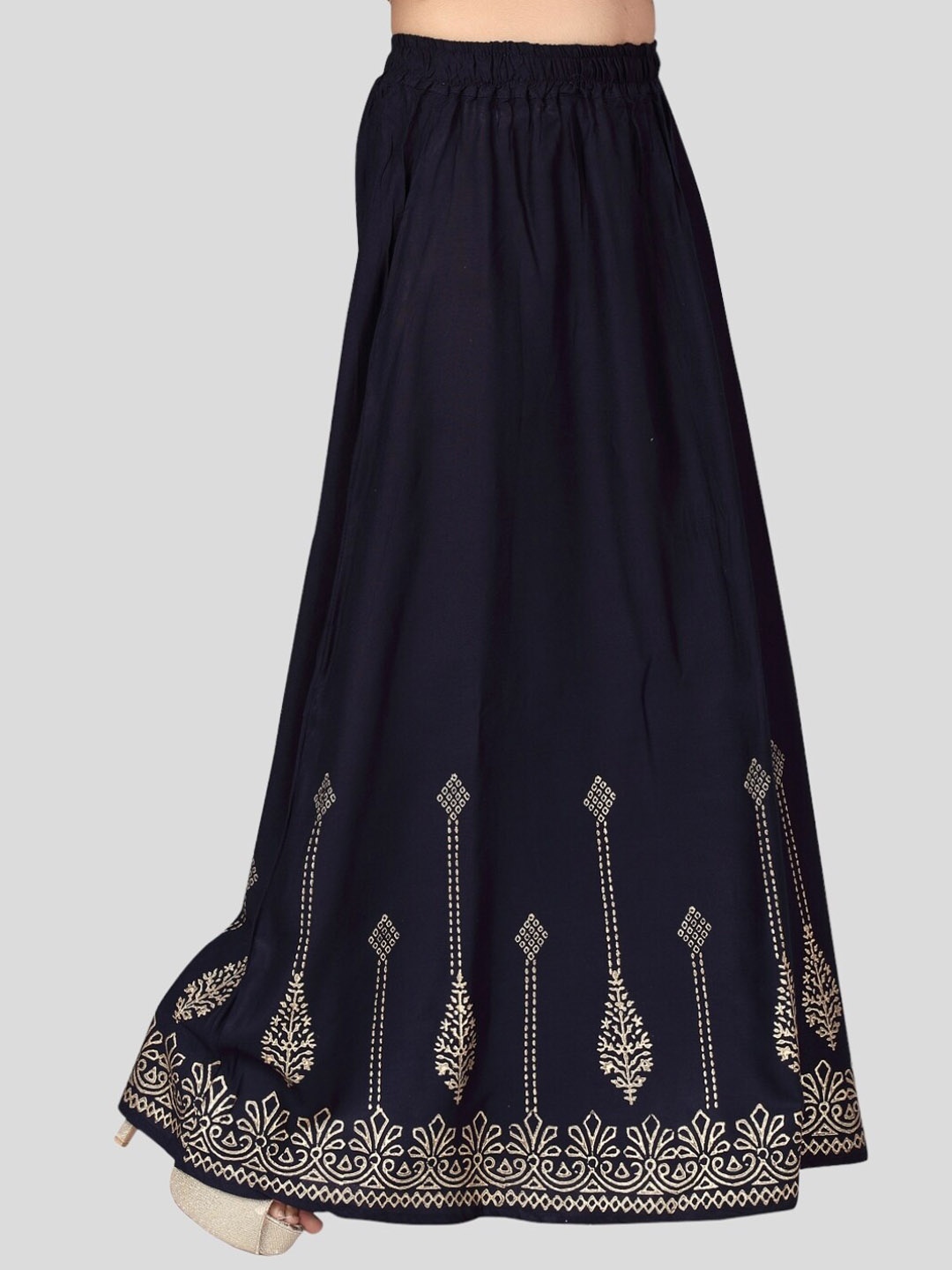 

Aarika Girls Printed Pure Cotton Maxi Flared Skirt, Navy blue