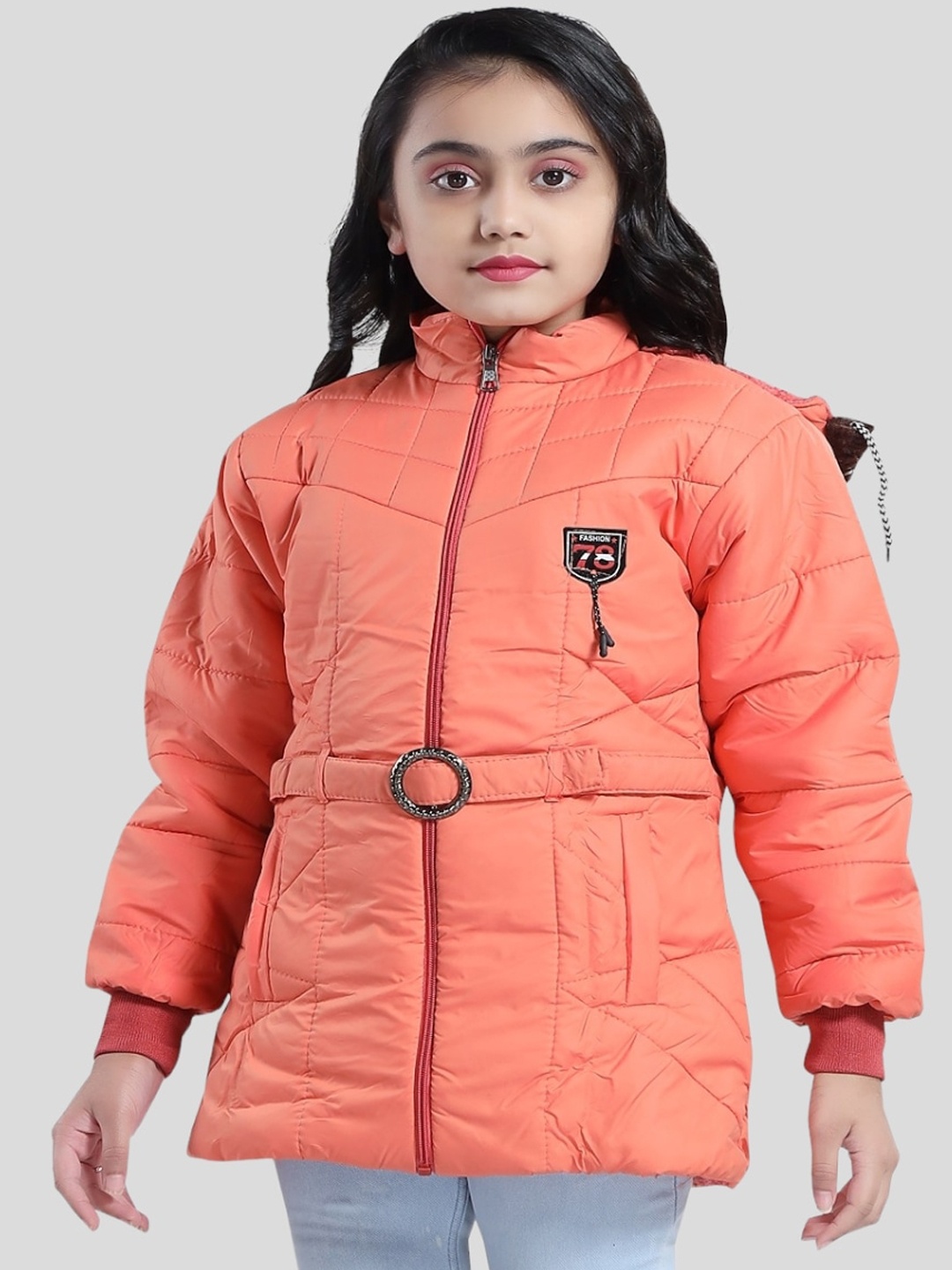 

Aarika Girls Hooded Puffer Jacket, Peach