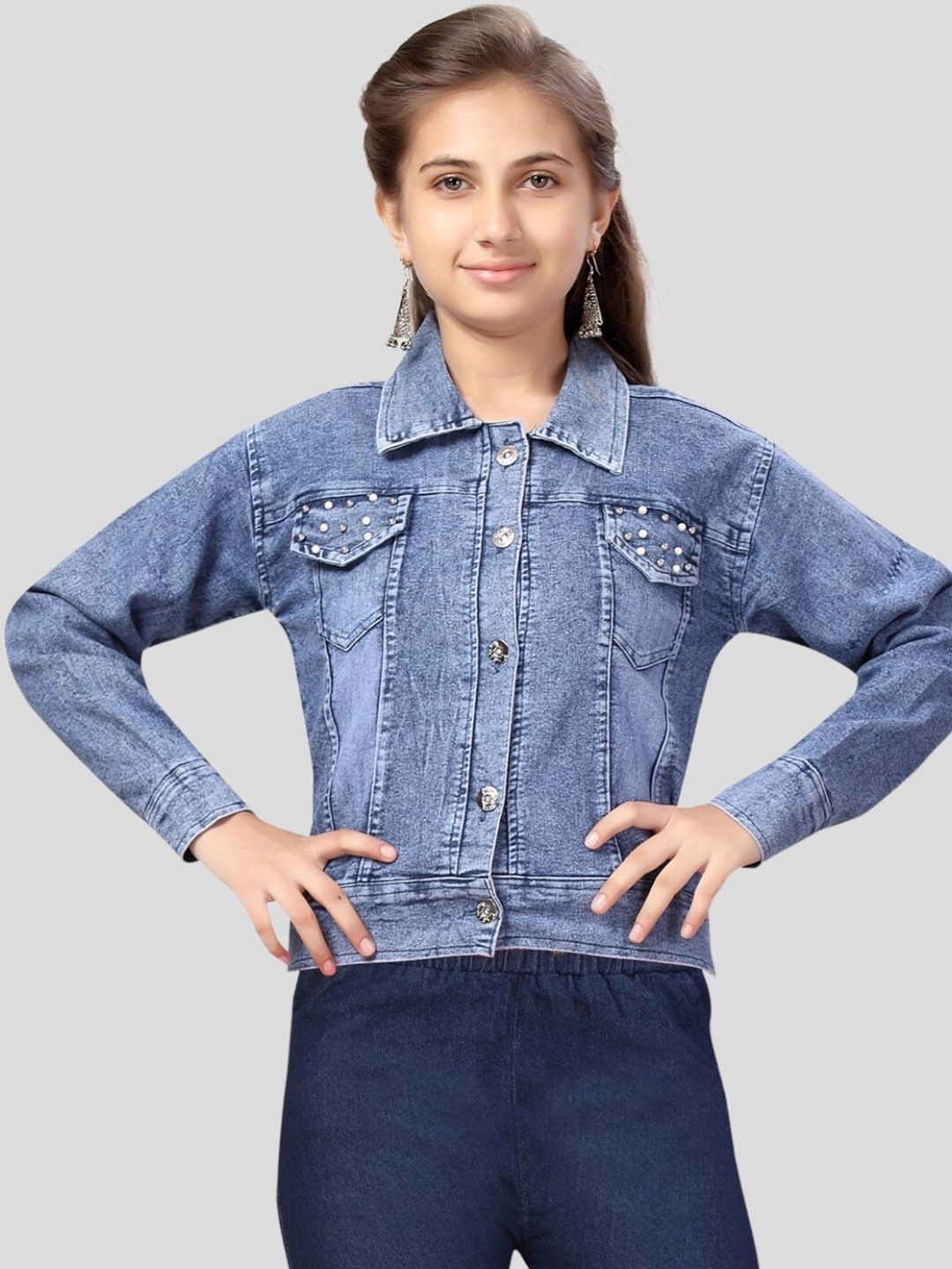 

Aarika Girls Cotton Denim Jacket, Blue
