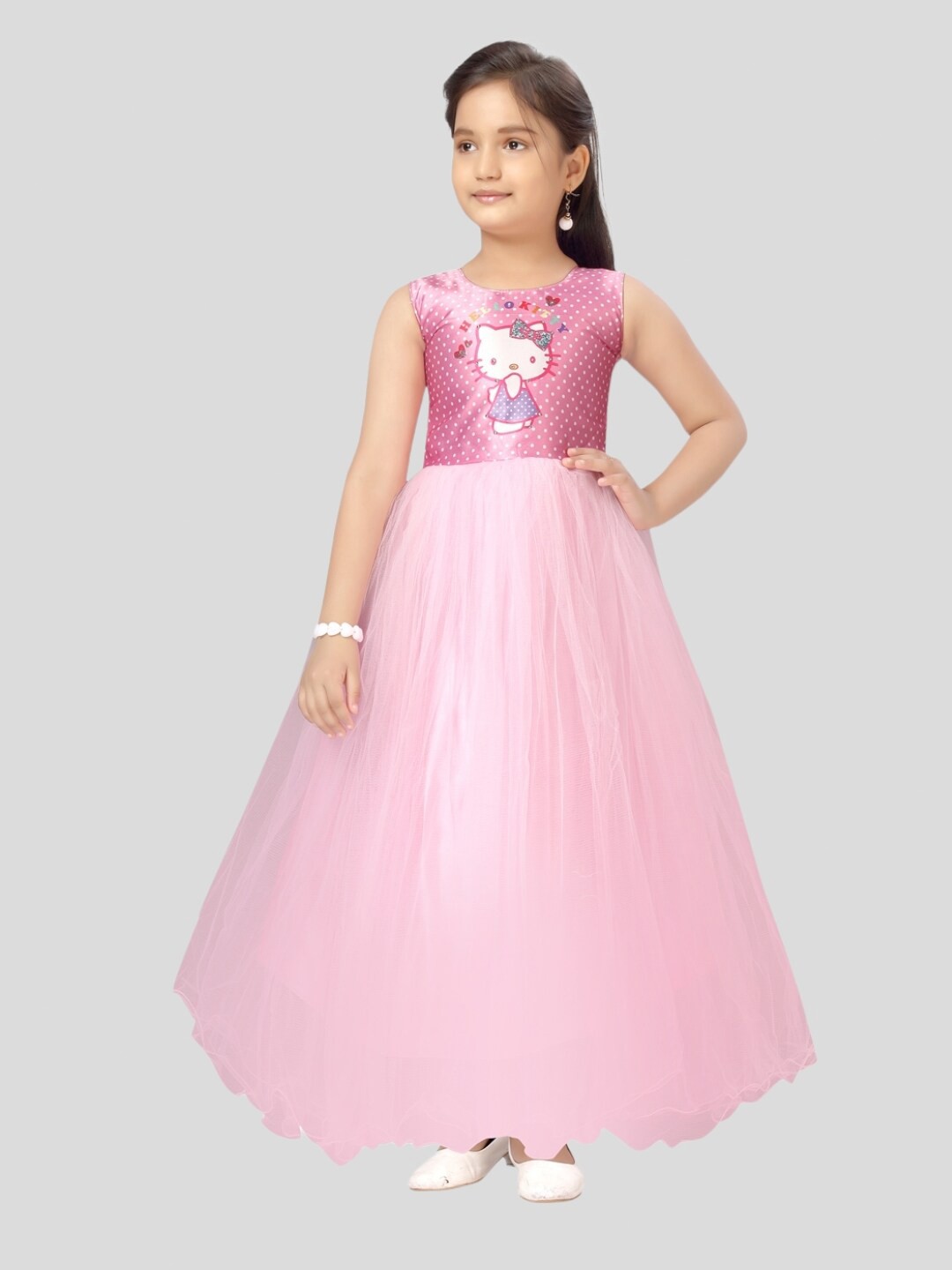 

Aarika Fit & Flare Round Neck Maxi Dress, Pink