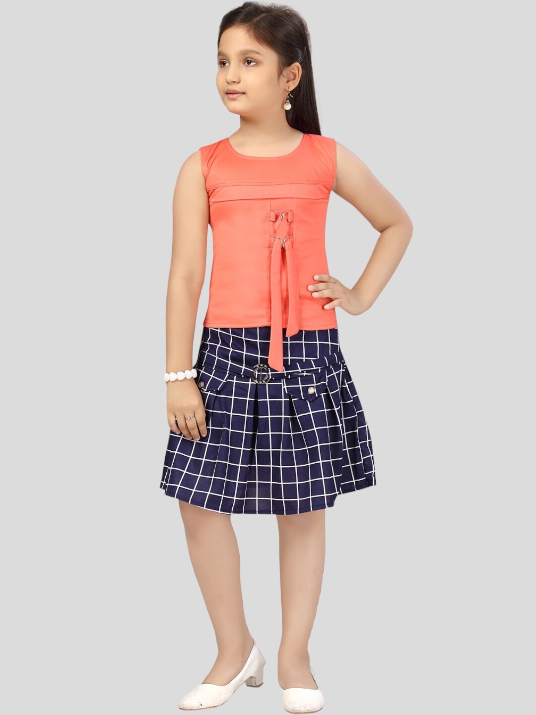 

Aarika Girls Top with Skirt, Peach