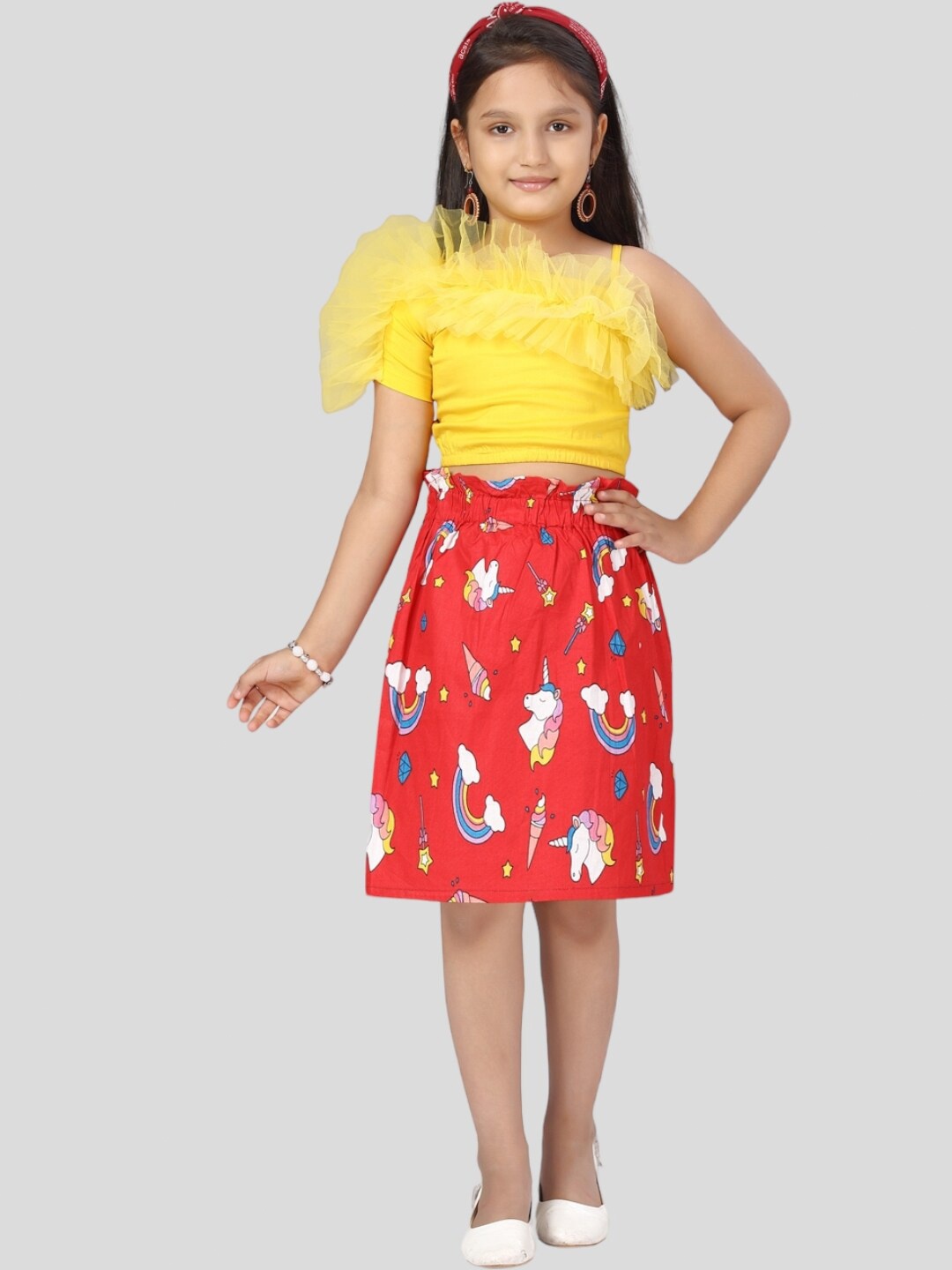 

Aarika Girls Top with Skirt, Yellow