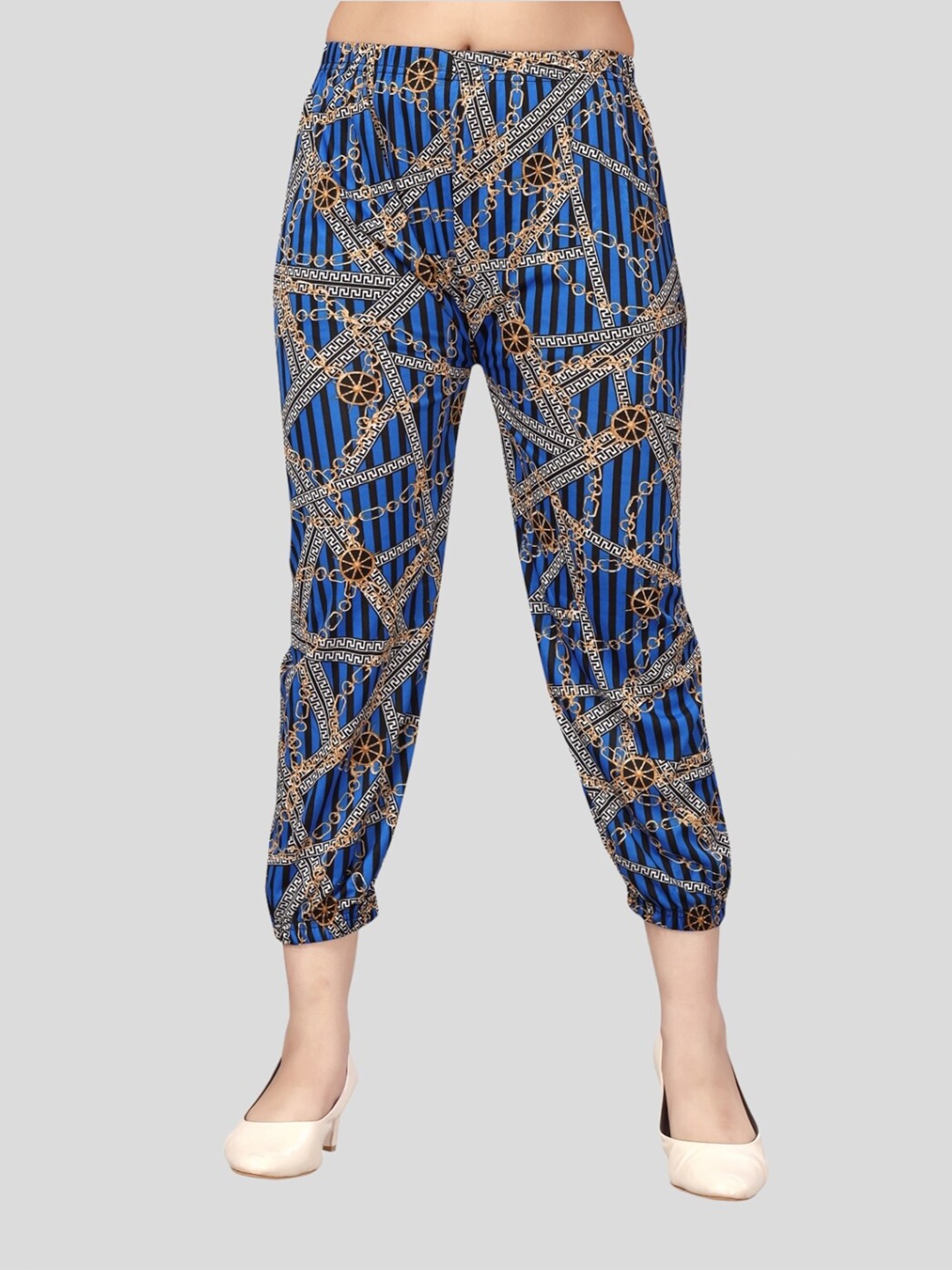 

Aarika Girls Printed Cotton Harem Pant, Navy blue