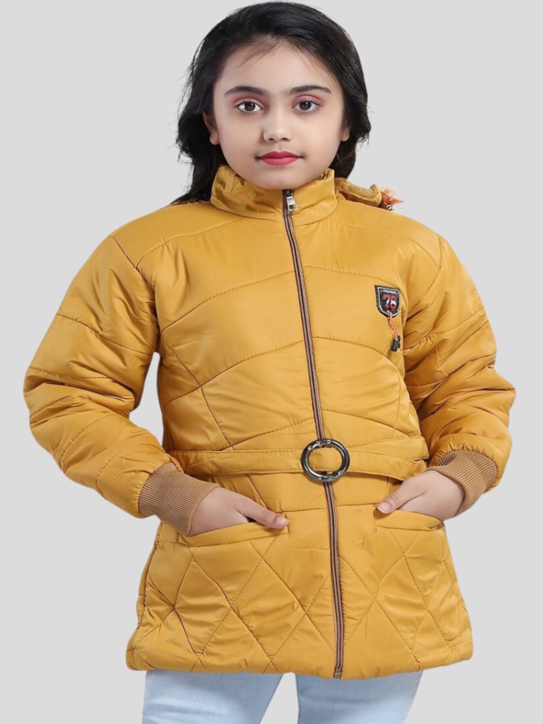 

Aarika Girls Hooded Longline Quilted Jacket, Yellow