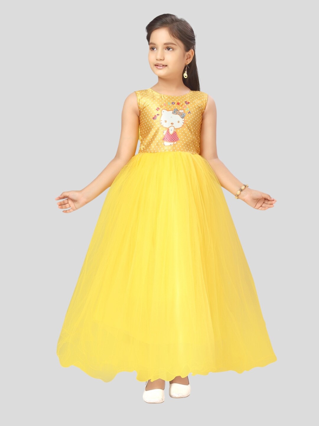 

Aarika Girls Net Maxi Dress, Yellow