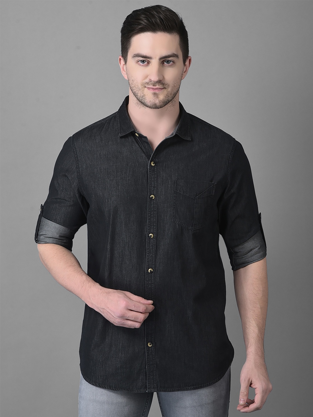 

Canary London Men Smart Slim Fit Cotton Casual Shirt, Black