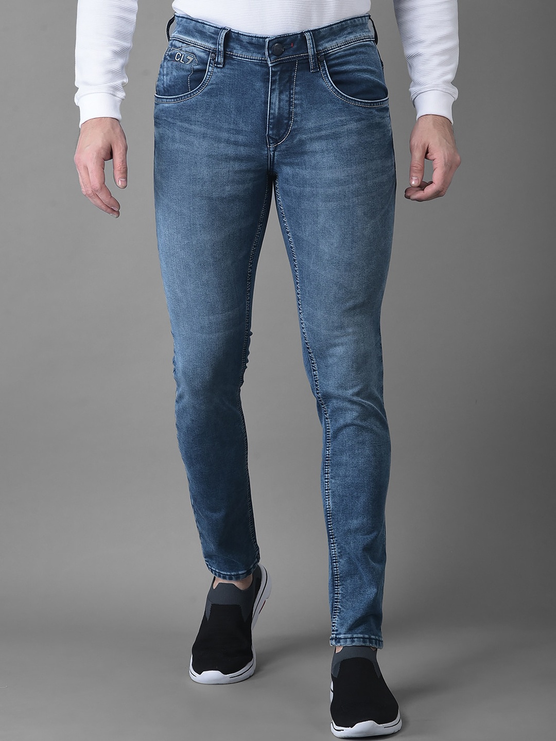 

Canary London Men Smart Skinny Fit Low-Rise Light Fade Stretchable Jeans, Blue